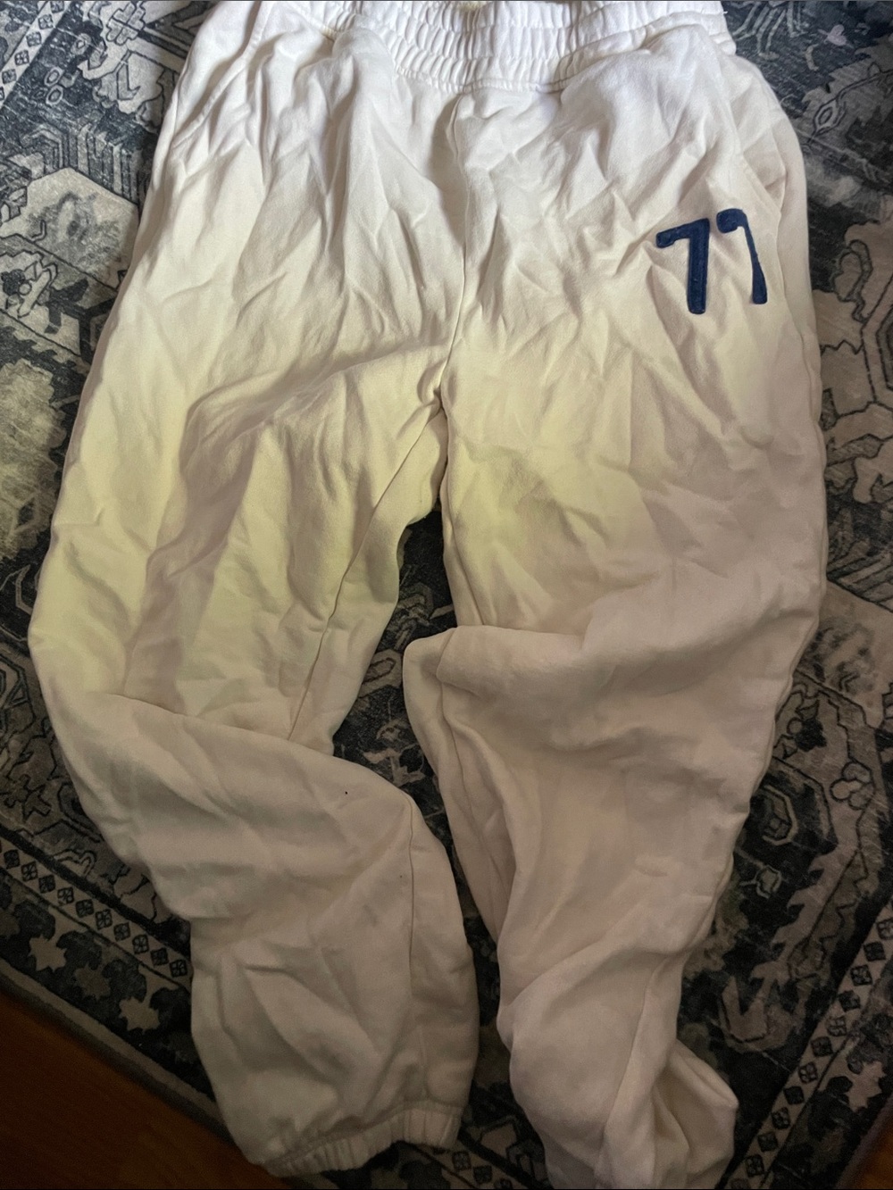 White womans Athletic Sweatpants with Navy '77 Accent